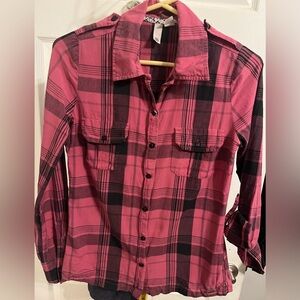 Element pink plaid cotton top S